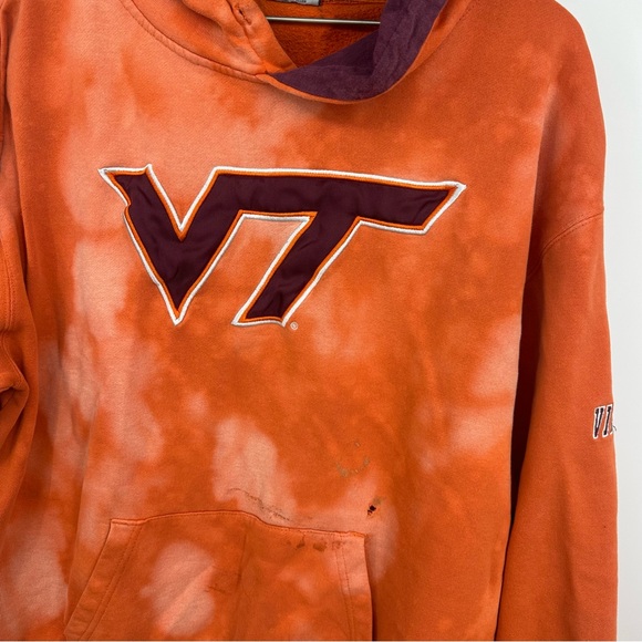 Virginia Tech Hokies Custom Distressed Bleached Hoodie Size XL Upcycled Sports - Picture 6 of 7